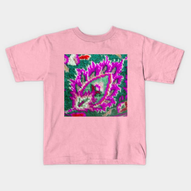 pink flower, floral designs, minimal art, abstract art, floral pattern, antique rug photo , For custom orders please DM me. Kids T-Shirt by Hadigheh-art